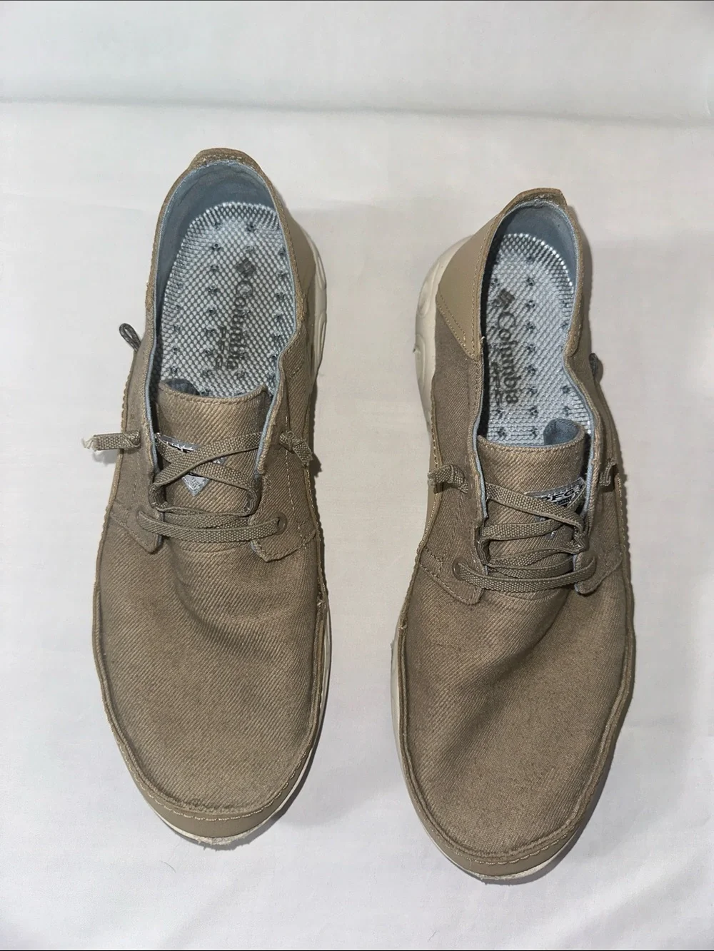 Columbia PFG Bahama Vent Boat Shoes Men’s 11.5 Tan Canvas Casual Comfort